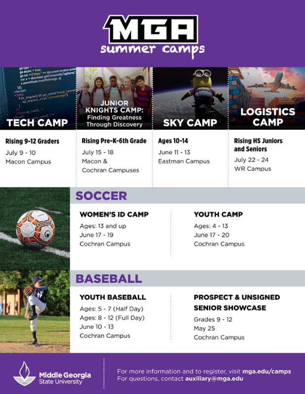 2024 MGA summer camps flyer. 